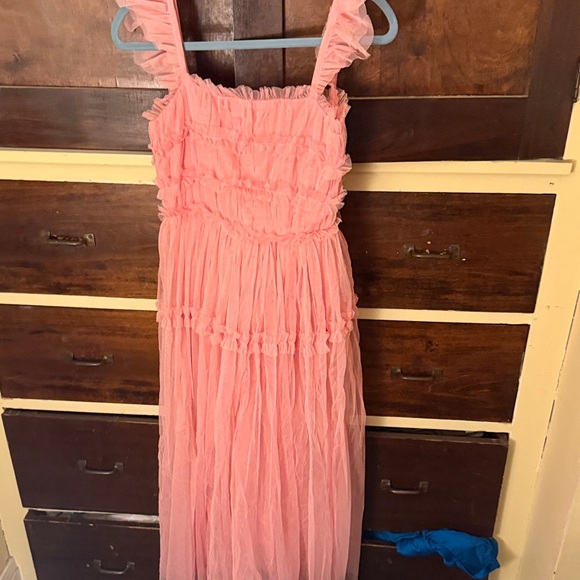 ASOS Pink Ruffled Midi Dress - Picture 1 of 5